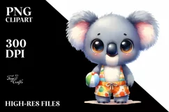 Cute Baby Koala with Big Eyes Beach Clipart Product Image 3
