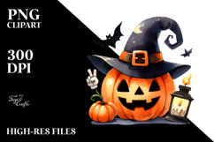 Funny Halloween Clipart with Pumpkin PNG Product Image 2