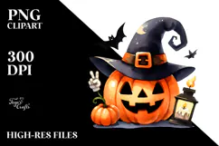 Funny Halloween Clipart with Pumpkin PNG Product Image 2
