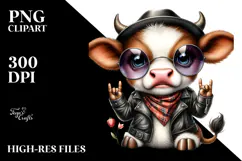 Energetic Baby Cow with Rocker Look PNG Product Image 2