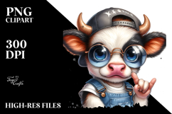 Energetic Baby Cow with Rocker Look PNG Product Image 2