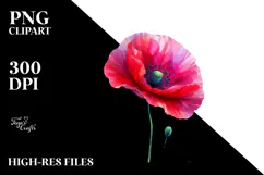 Poppy with Watercolor Splash PNG Product Image 2