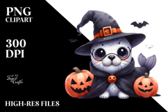 Funny Baby Seal Halloween Costume Watercolor Clipart Product Image 2