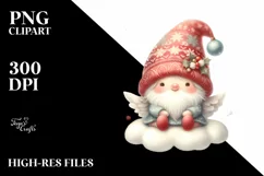 Retro Christmas Gnomes with Snow Flakes PNG Product Image 1