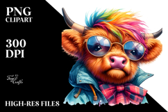 Goofy Baby Highlandcow with Raincoat PNG Product Image 2