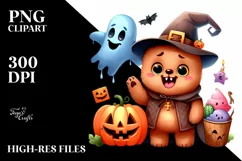 Funny Halloween Watercolor Clipart Product Image 3