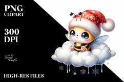 Vibrant Baby Bee with Santa Hat PNG Product Image 3