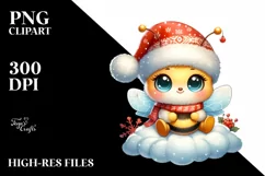 Vibrant Baby Bee with Santa Hat PNG Product Image 1