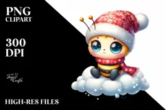 Vibrant Baby Bee with Santa Hat PNG Product Image 3