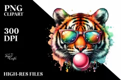 Colorful Tiger Portrait Chewing Gum Clipart Product Image 3