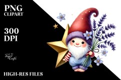 Cute Baby Gnome with Lavender PNG Product Image 2