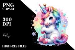 Colorful Baby Unicorn with Pole PNG Product Image 1