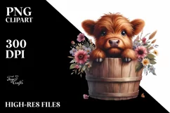 Cute Baby Highland Cow, PNG Product Image 3