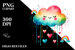Cute Boho Cloud with Hearts PNG Product Image 2