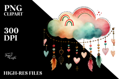 Cute Boho Cloud with Hearts PNG Product Image 2