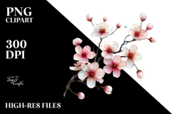 Cherry Blossom with Watercolor Splash PNG Product Image 2