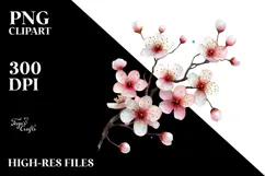 Cherry Blossom with Watercolor Splash PNG Product Image 2