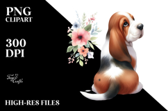 Cute Basset Hound with Santa Hat PNG Product Image 2