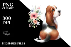 Cute Basset Hound with Santa Hat PNG Product Image 2
