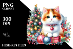 Cute Cat with Christmas Decorations, Transparent PNG Product Image 2
