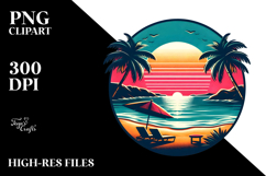 Retro Tropical Beach Sunset PNG Product Image 2