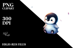 Adorned Baby Penguin on Half Moon PNG Product Image 2