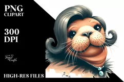 Whimsical Funny Walrus Vintage | Sublimation Clipart Product Image 3