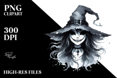Washed Gothic Smiling Witch, Transparent PNG Product Image 2