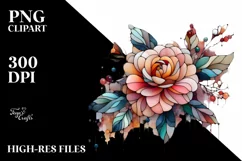 Abstract Stained Camellia Clipart PNG Product Image 1