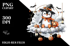 Halloween Penguin Watercolor PNG Product Image 2
