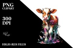 Colorful Baby Cow with Street Scene PNG Product Image 3