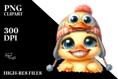Funny Baby Duck Chick Hat Watercolor Clipart Product Image 2
