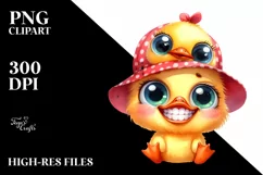 Funny Baby Duck Chick Hat Watercolor Clipart Product Image 3