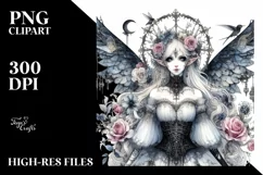 Detailed Gothic Fairy Watercolor Clipart Product Image 1