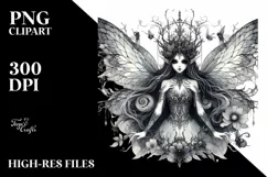 Detailed Gothic Fairy Watercolor Clipart Product Image 3