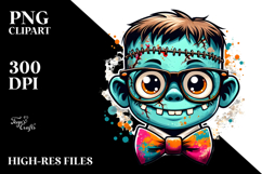 Funny Frankenstein Kid with Bow and Tie, Transparent PNG Product Image 2