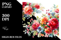 Colorful Watercolor with Red Flowers | Clipart Product Image 2