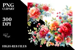 Colorful Watercolor with Red Flowers | Clipart Product Image 2
