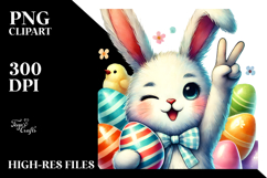 Winking Easter Bunny Digital Painting PNG Product Image 2