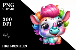 Colorful Baby Rhino Clipart Product Image 3