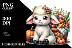 Quirky Baby Lamb Autumn Vegetables Clipart Product Image 3