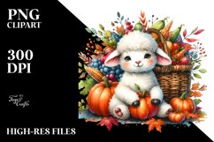 Baby Lamb Autumn Vegetable Basket Clipart Product Image 3