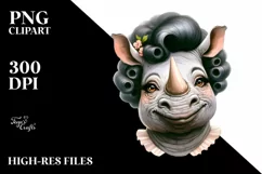 Funny Smiling Rhino Portrait | Sublimation Clipart Product Image 1