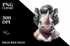 Funny Smiling Rhino Portrait | Sublimation Clipart Product Image 1