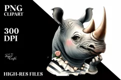 Funny Smiling Rhino Portrait | Sublimation Clipart Product Image 3