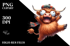 Goofy Highland Cow Dancing Watercolor Product Image 2