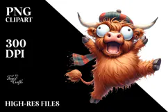 Goofy Highland Cow Dancing Watercolor Product Image 2