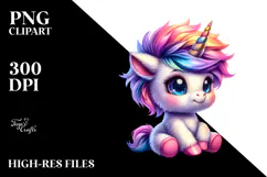 Cool Baby Unicorn with Expressive Face PNG Product Image 2