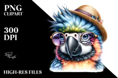 Cute Baby Macaw with Party Hat PNG Product Image 2