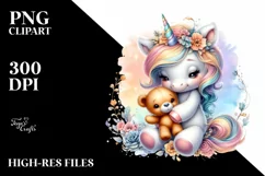 Colorful Baby Unicorn with Teddy Bear Product Image 3